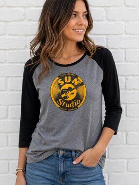 Sun Studio Memphis Tennessee Womens XL Bella Baseball Raglan 3/4 Sleeve Shirt